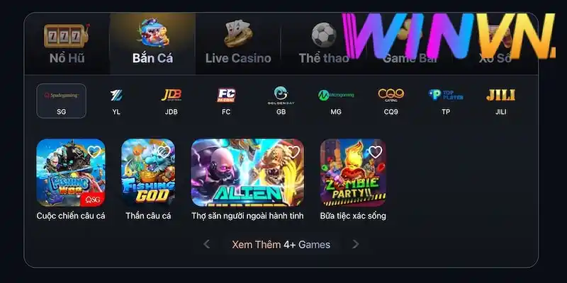 Winvn - Nhà cái cá cược Casino & Betting đỉnh cao 2 Danh mục game cá cược cực hot tại nhà cái Winvn